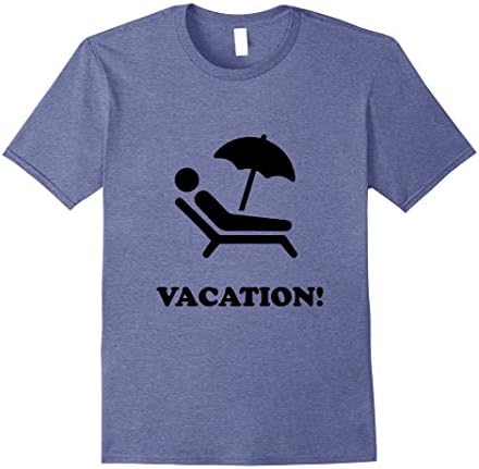 Mens Vacation sign with man on beach chair and umbrella t-shirt Large Heather Blue