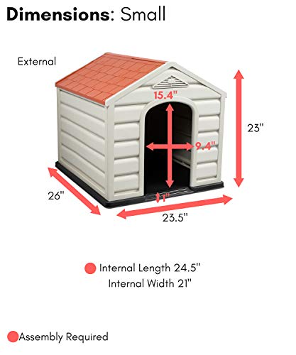 Internet's Best Outdoor Dog House - Comfortable Cool Shelter - Great for Small Dogs - Durable Plastic Design - Home Kennel - Indoor or Outdoor Use - Small