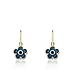 Little Miss Twin Stars Girls Earrings - 14k Gold Plated Flower Leverback Earring - Hypoallergenic and Nickel Free For Sensitive Ear (Denim Blue)