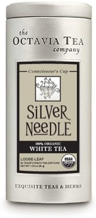 Octavia Tea Silver Needle (Organic White Tea) Loose Tea, 1.23-Ounce Tins (Pack of 2)