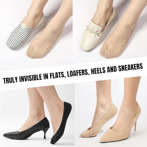 Toes Home No Show Socks Womens, Ultra Low Cut Liners Non Slip Footies for Flats Hidden Invisible Boat Summer 3 to 8 Pairs