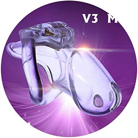 Maxcoo Tshirt 2018 New ing Design Male Chastity Resin Chastity Belt Holy Trainer V3 Chastity Cage with 4 Rings sexoo-Toys,Transparent,Nano Portable Travel