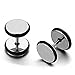 Zysta Pair Black Silver 18G Screw Fake Gauge Stainless Steel 6mm Post Ear Piercing Plug Tunnel Earring Studs Women Men 8mm Barbell