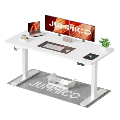 JUMMICO Höhenverstellbarer Schreibtisch 180×80 cm mit Kabelwanne & USB-A