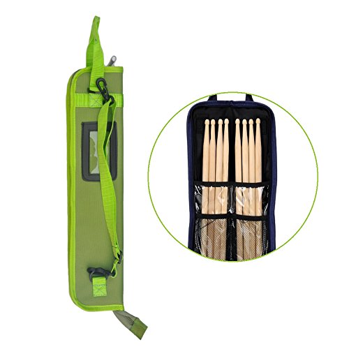 EaseIcon Weather Resistant Fabric Drumstick Case Cover Drum Stick Bag with Shoulder Strap - Green - Thumbnail 2