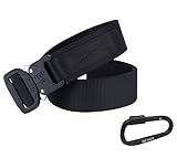 BUSIO Military Tactical Riggers Belt,Heavy Duty Utility Waist Belt with Nylon Webbing Strap,Universal Quick-release Metal Buckle Clip D-Ring Carabiner