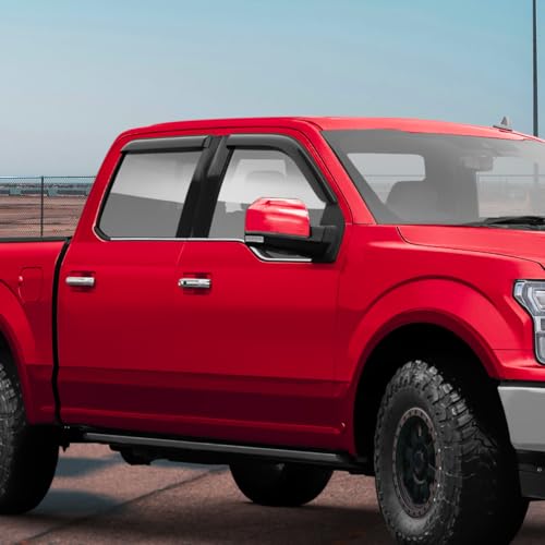 Voron Glass Tape-on Extra Durable Rain Guards for Trucks Ford F-150 2015-2026 SuperCrew, Window Deflectors, Vent Window Visors, 4 Pieces -100526