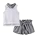 LittleSpring Toddler Girls Clothes Summer Outfits Chiffon Collared Tops and Shorts Set 3T