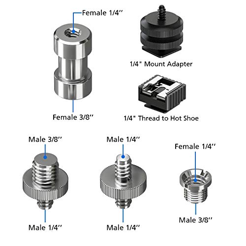 Muscccm Camera Screw, 22 Pcs 1/4 Inch and 3/8 Inch Converter Threaded Screws Adapter Mount Camera Hot Shoe Mount to 1/4 Set for Camera/Tripod/Monopod/Light Stand - Thumbnail 2