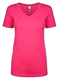 Next Level Lightweight The Ideal V-Neck T-Shirt, Large, Raspberry