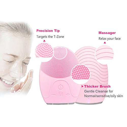 Sonic Facial Cleansing Brush, Silicone Face Cleanser, Body SPA Clean Brush, Massager, Cleansing System Vibrating IPX5 Waterproof Electric Anti-Aging Scrubber Multifunction Rechargeable Valentine’s Day