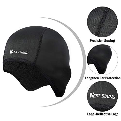 image for West Biking Skull Cap, Winter Fleece Bicycle Helmet Liner/Running Bean
