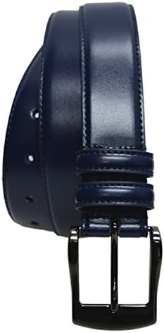 7910-NVY-36 - Toneka Men's Navy Blue Stitched Feather Edge Dress Belt