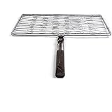 Schmidt Brothers - BBQ Ash Fill &amp; Grill, Flexible Stainless Steel Grill Basket with Wire Mesh and an Extra Long Removable Wood Handle, Dishwasher Safe