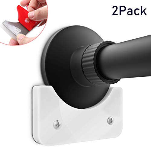 FEATCH 2 Pack Shower Curtain Rod Mount Holder, Universal Acrylic 3M Adhesive Wall Mount Holder for Shower Curtain Rod (Shower Curtain Rod Not Included) (White)