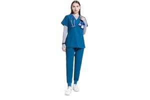 UNIFORMSWORLD Uniforms World Scrubs for Women Set - Stretch Scrub Top & Pants with 8 Pockets, Yoga Waistband, Anti Wrinkle, Slim Fit