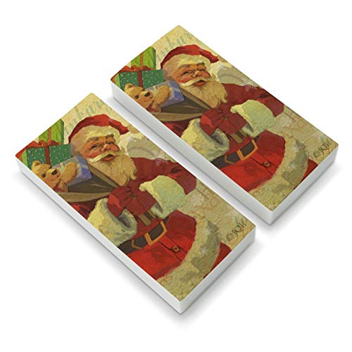 Christmas Holiday Retro Antique Santa Route Eraser Set of 2