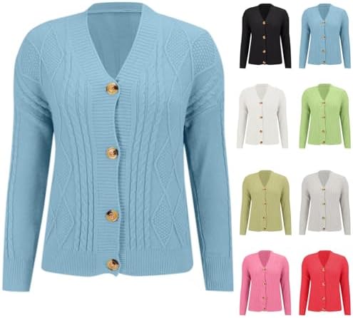 BAUENIEROY sweatshirts for women uk,knitted jumpers,Ladies Jumpers V Neck Sweatshirts for Women UK Cashmere Sweaters Knitted Cardigans Womens Fashion Christmas Pullover Warm Outfit Clothing Blue