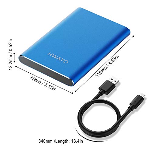 HWAYO Externe Festplatte, 1 TB, USB 3.1 Gen 1 Typ C, ultradünn, 6,3 cm (2,5 Zoll) HDD-Speicher, kompatibel für PC… – Bild 5