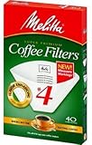 Melitta Cone Coffee Filters with Measure Markings No. 4 White 40 Count Pack of 2 (80 Filters Total)