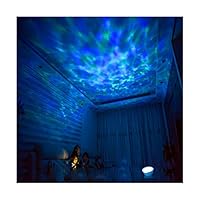 [Wall Adapter Included] Remote Control Ocean Wave LED Projector Night Light With 7 Colorful Light Mode and Built-in Music Player Black