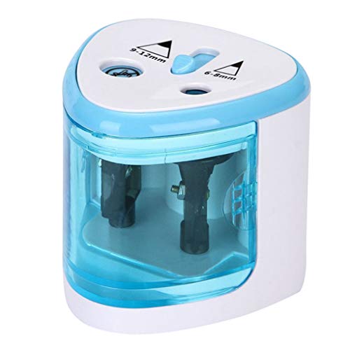 TUU Electric Pencil Sharpener | Double Hole Automatic Sharpener | Battery operated | Operated in School Classroom/Office/Home (blue)