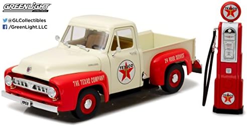 Greenlight 12991 1953 Ford F-100 Texaco with Vintage Texaco Gas Pump 1:18 Scale