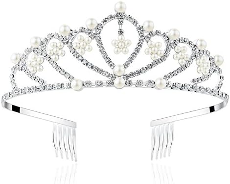 Lovely Shop Pearl Rhinestone Tiara with comb for Crystal Birthday Prinecess Crown