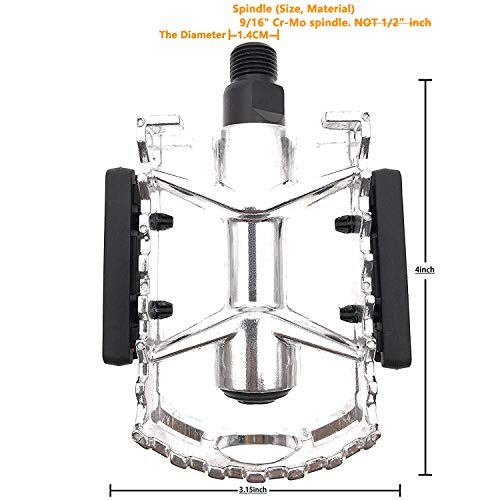 ARTHEALTH Bicycle Pedals Bike Pedals Aluminum Alloy 9/16" Inch High Performance Pedals for Bikes Mountain Bikes Road Bicycles Platform Pedals (Silver)