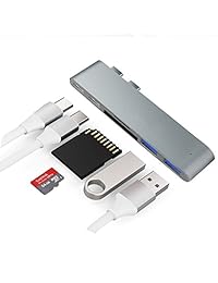 USB C Hub, sunteck Macbook pro adaptador con tipo C carga, 40 GBS Thunderbolt 3, SD lector de tarjetas TF y 2 usb 3.0 para el nuevo MacBook Pro 13" o 15" 2017 y 2016 (espacio gris)