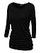BMS Womens 3/4 Sleeve Drape Top with Side Shirring Top Tee Shirt