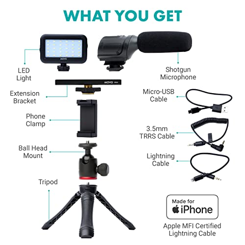 Movo iVlogger Vlogging Kit for iPhone Lightning Compatible Video Vlog