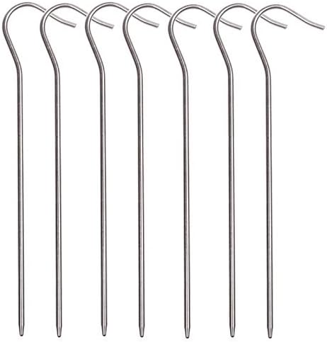 Ellami Pack of 10 Silver Color Ultra Light Titanium Shepherd's Hook Tent Stake