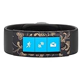 Moretek Wireless Sport Band Cover for Microsoft Band 2 - Slim Designer Smart Watch (Gold Flower)