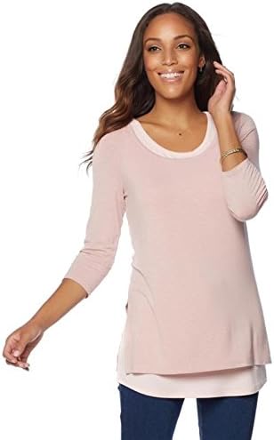 Giuliana G Double Layer Top Tank Set Stretch Pullover Rose Pink S # 535-916