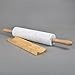 Creative Home White Marble Rolling Pin with Wooden Cradle