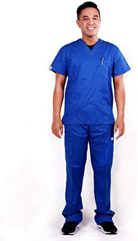BNZR MedWear Men's Scrub Pants (Medium, Royal Blue) Medical Uniform