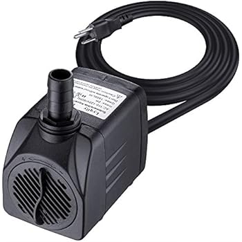 Lyqily 400GPH Water Pump Ultra Quiet 25W Submersible Fountain Aquarium Fish Pond Hydroponic Pump with 6.6ft High Lift, 5.9ft Three-pin Plug Power Cord, 2 Nozzles
