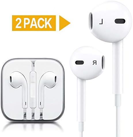 Headphones/Earphones/Earbuds, 3.5mm aux Wired Headphones Noise Isolating Earphones Built-in Microphone & Volume Control Compatible iPhone iPod iPad Samsung/Android / MP3 MP4(2PACK)