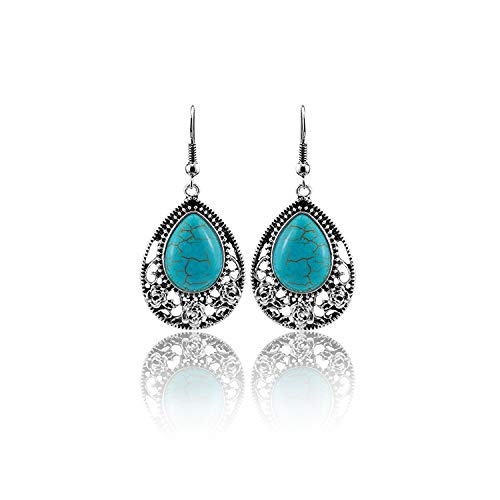 Nurbo 1 X Fashion Women's Retro Turquoise Rhinestone Earrings Necklace Jewelry Set
