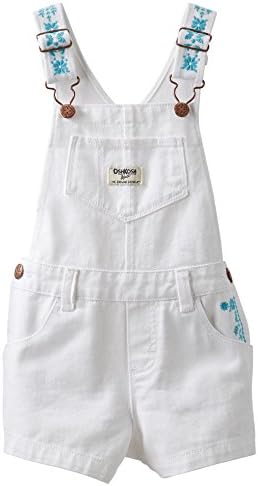Oshkosh Baby Girls Embroidered Shortall - 24 Months, White