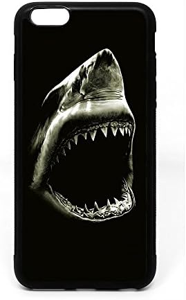 Iphone 6S Plus 5.5Inch Case, Scary Big Mouse White Shark In Dark Pattern Black Soft Rubber TPU Bumper Case, Customized Iphone6 Plus 5.5Inch 6 Plus Horror Jaw Design Case