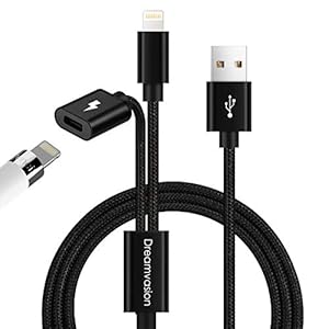 Image of Dreamvasion 2 in 1 iPad Pencil Charger Cable Adapter for Ap ple Pencil with Charging Adapter and USB Nylon Braided Charger/Data Cord for iPad Pro 9.7" 10.5" 12.9"/ Pencil/iPhone X 8 7