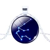 Jiayiqi Silver Plated 12 Constellation Glass Pendant Chain Necklace
