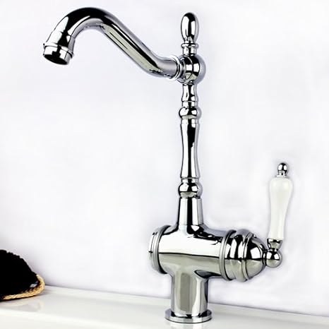 Victorian Style Chrome Finish Kitchen Sink Faucet With Side