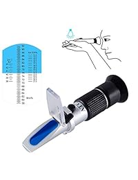 Refractómetro de miel con ATC Refractómetro Tiaoyeer para humedad de miel, novia y baño, 58 90  de escala Brix Rango de humedad de miel, ideal para leche, azúcar, jarra de frutas y molasas, Bee Keepin