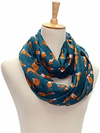 Kingfansion Women Ladies Fox Pattern Print Voile Wrap Shawl Scarf (Green)