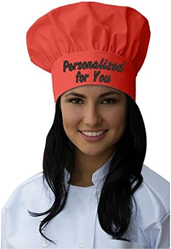 Personalized Adult Chef Hat, Custom Embroidered Name, Red