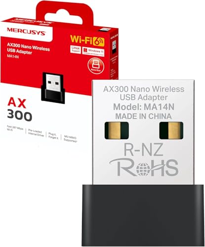 MA14N Adaptador USB Wi-Fi 6 AX300 Nanotamaño – hasta 287 Mbps, instalación sin Drivers, Compatible Windows 11/10/7