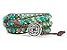 Celtic Knot Bracelet Leather Wrap with Mixed Beads Synthetic-Turquoise and Synthetic-Jasper (Silver-Tone Button)